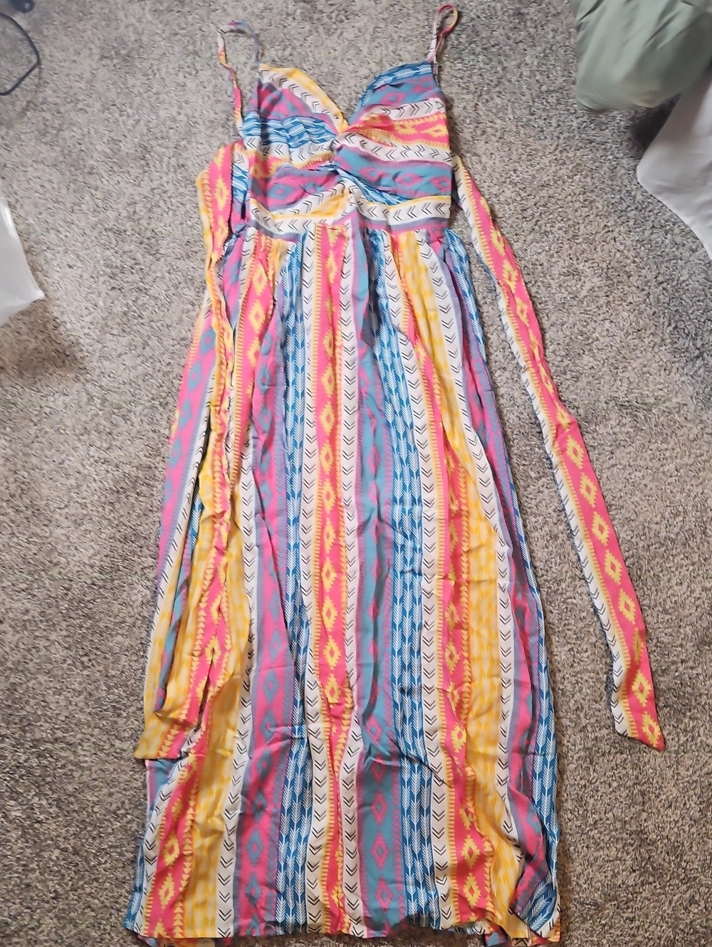 Popvil Colorful Striped Boho Maxi Dress